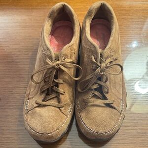 Brown Skechers Suede Lace-Up Shoes